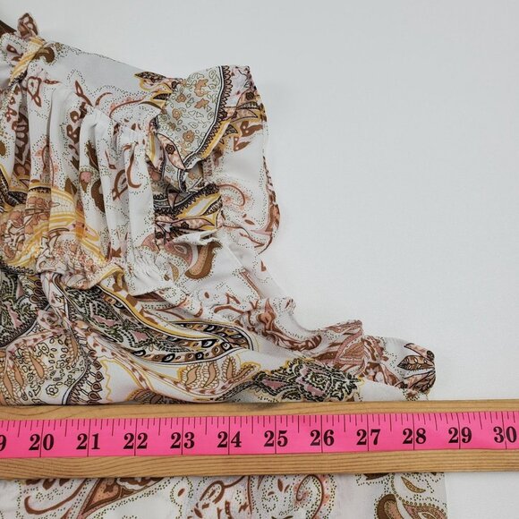 Carolina Belle Womens Sleeveless Paisley Print Ruffle Blouse 2X Keyhole Neck - Picture 11 of 12